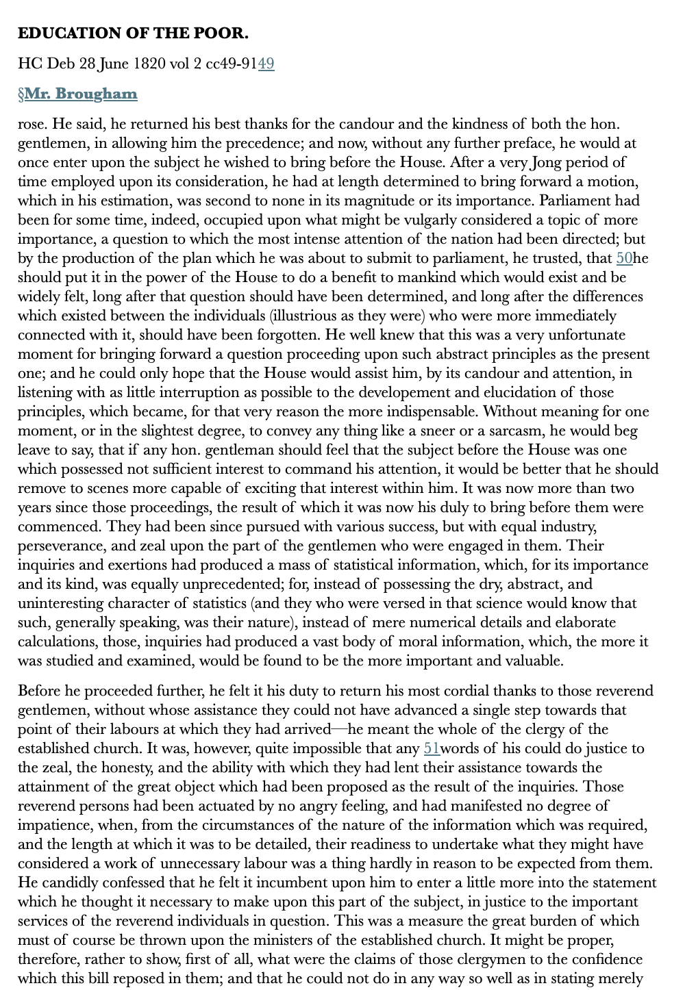 Education of the Poor — 28 June 1820 — Commons