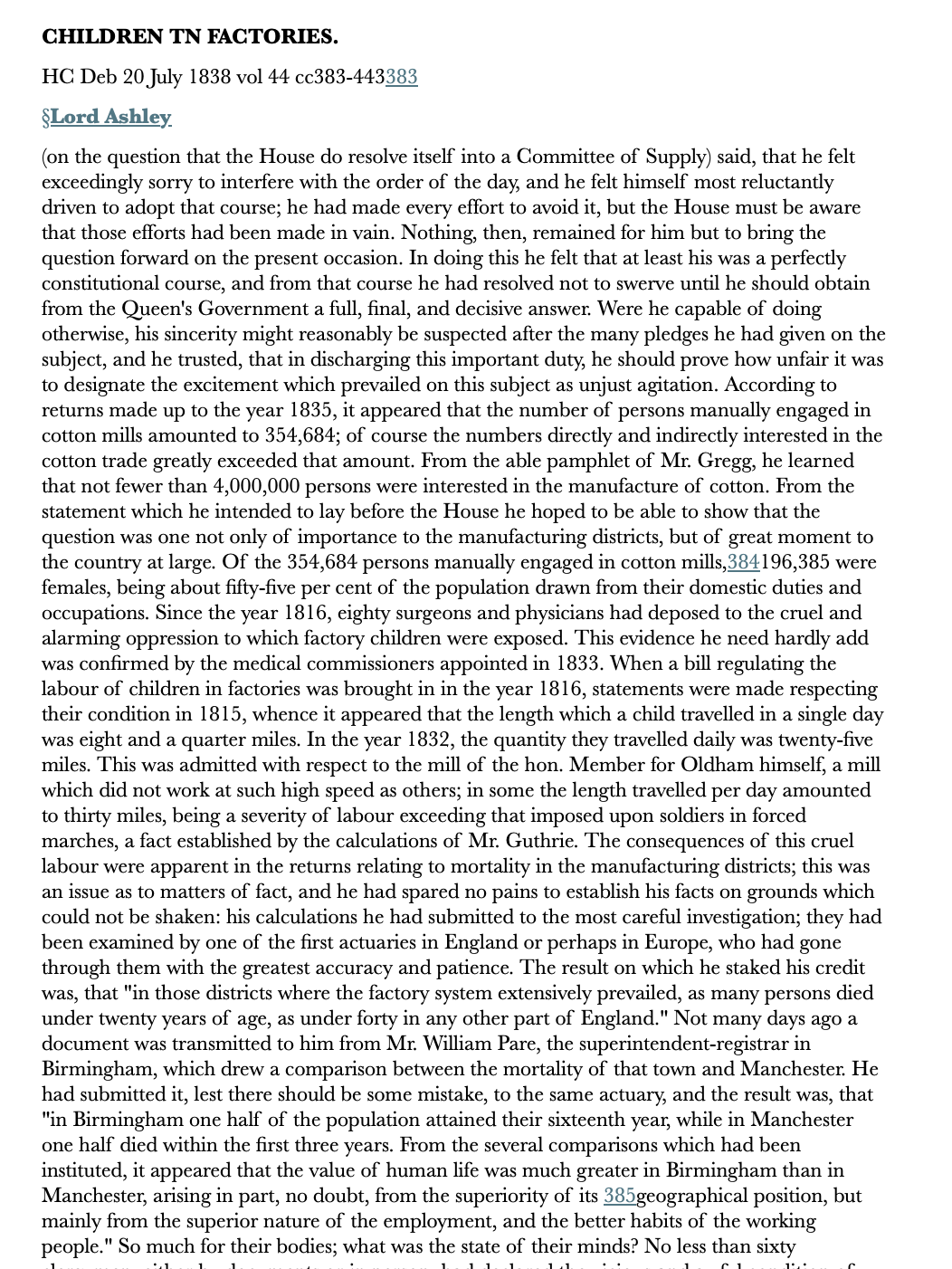Children in Factories — 20 July 1838 — Commons