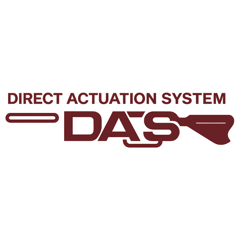 Graphic logo for the Direct Actuation System (DAS) with stylized red and black text.