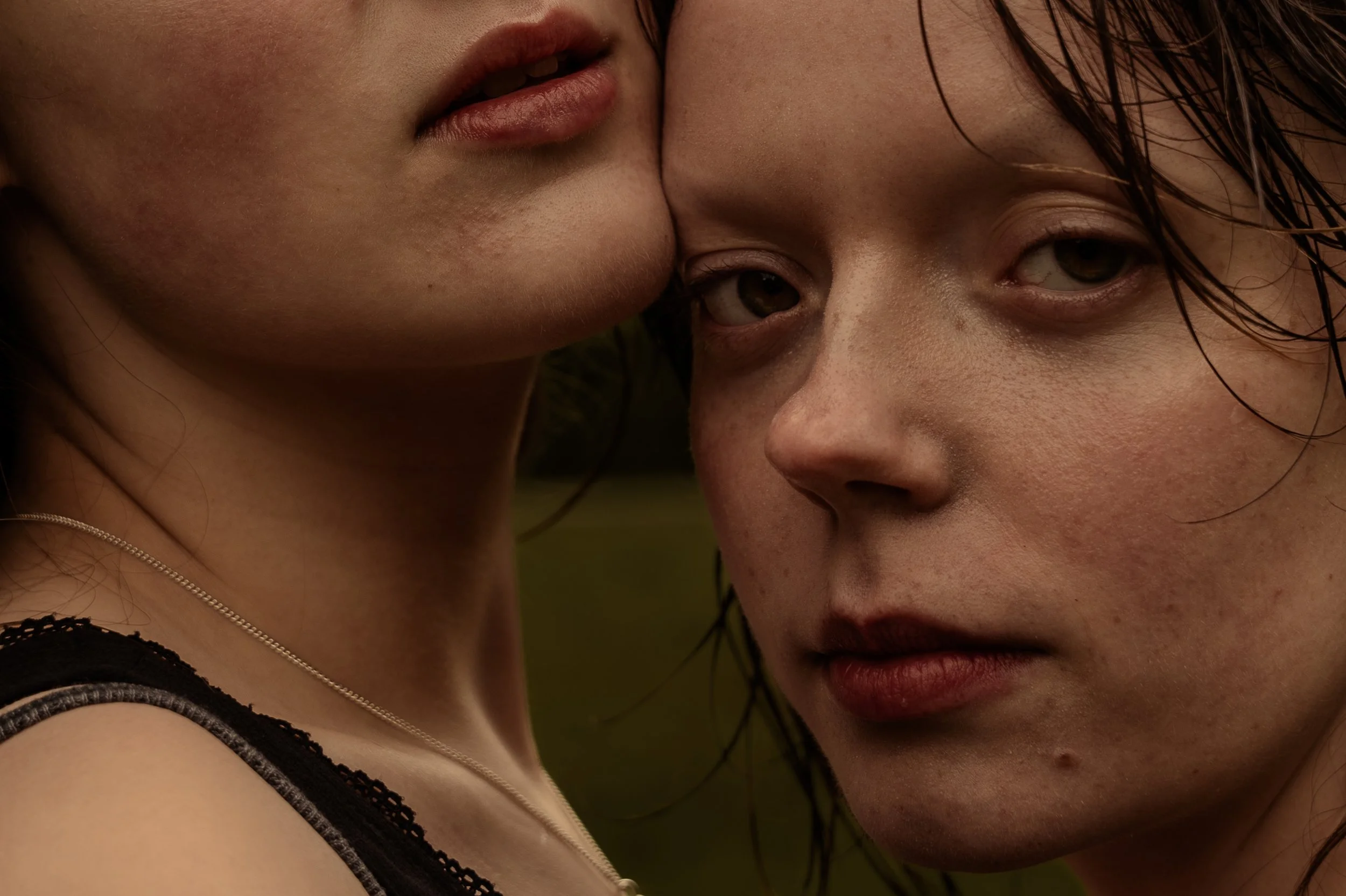 Two Women Portrait Close Faces Natural Beauty Intimate Sapphic