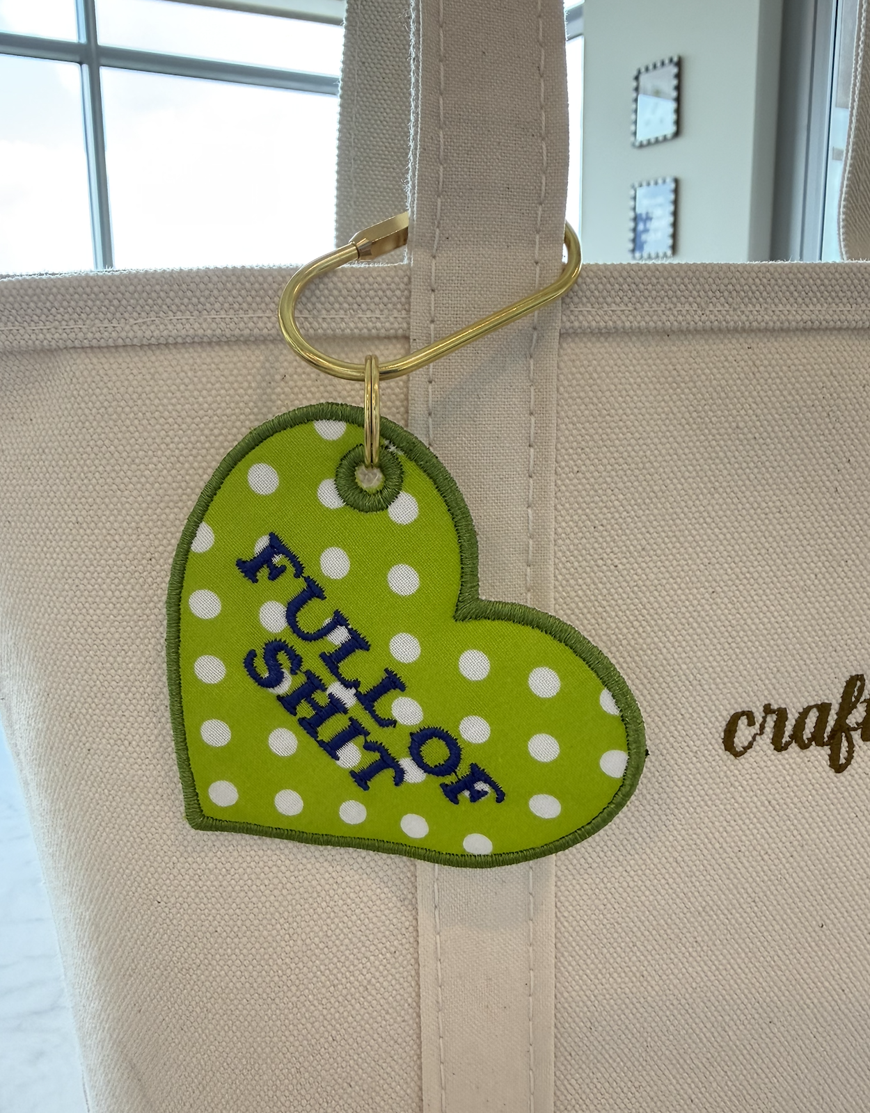 Full of Shit Bag Tag - Green Polka Dots