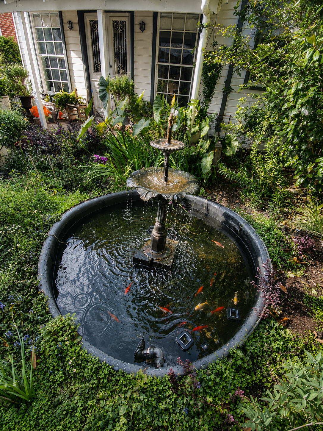 pond fountain fish service clean