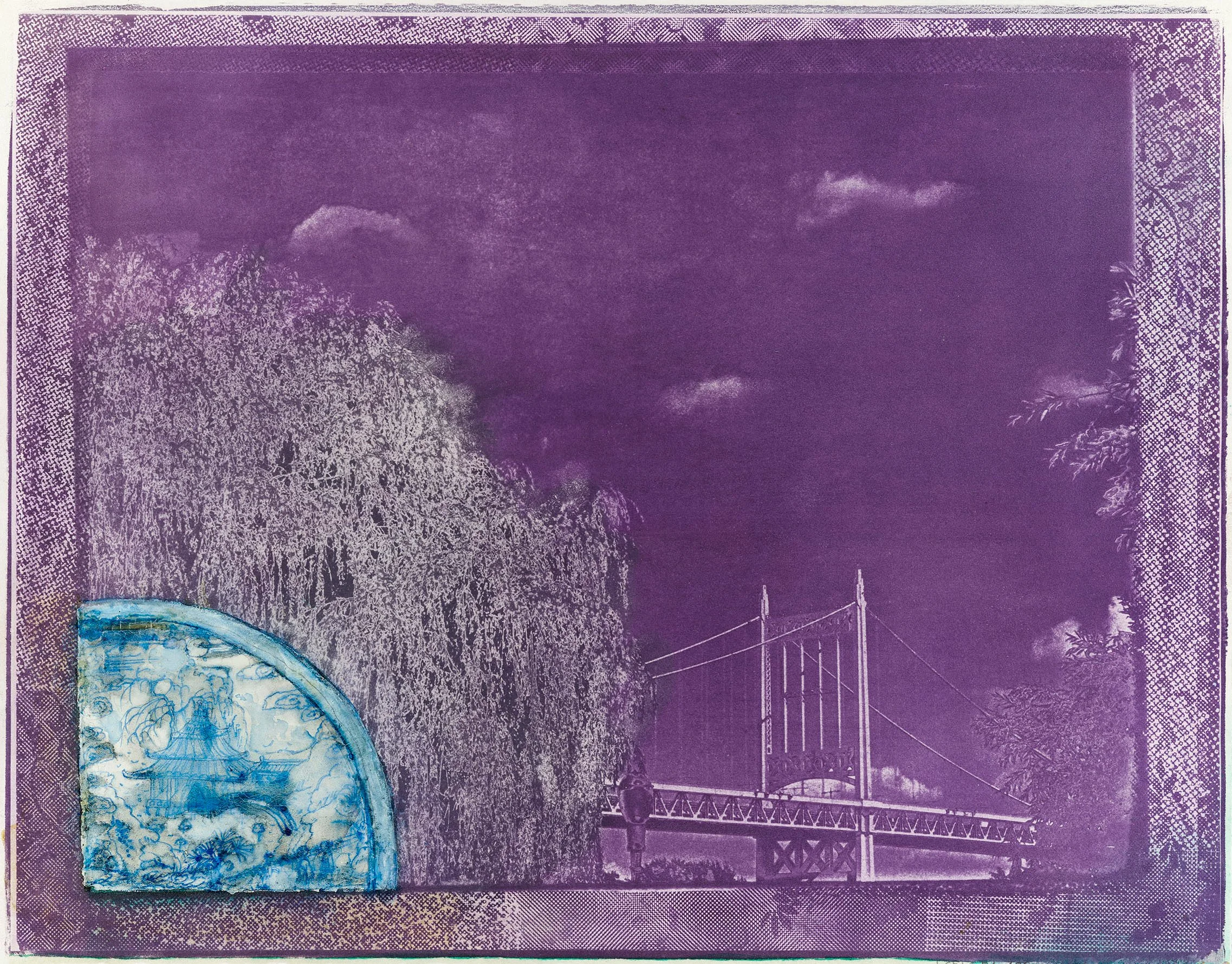 View from Wards Island, c. 1995 // Gum bichromate print, ink and paint on paper // 11 1/2 x 14 3/8 in.
