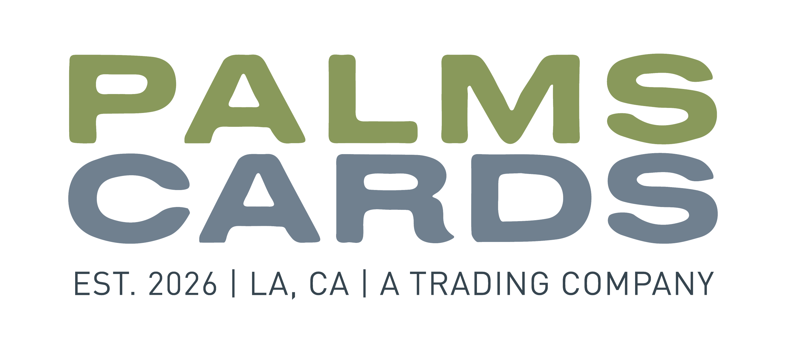Logo for Palms and Cads, a trading company established in 2026 in Los Angeles, California.