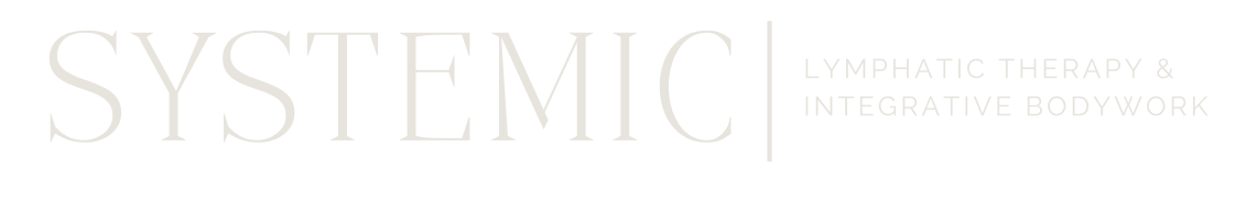 Black background with white text reading "Systemic" and smaller text to the right stating "Lymphatic Therapy & Integrative Bodywork".