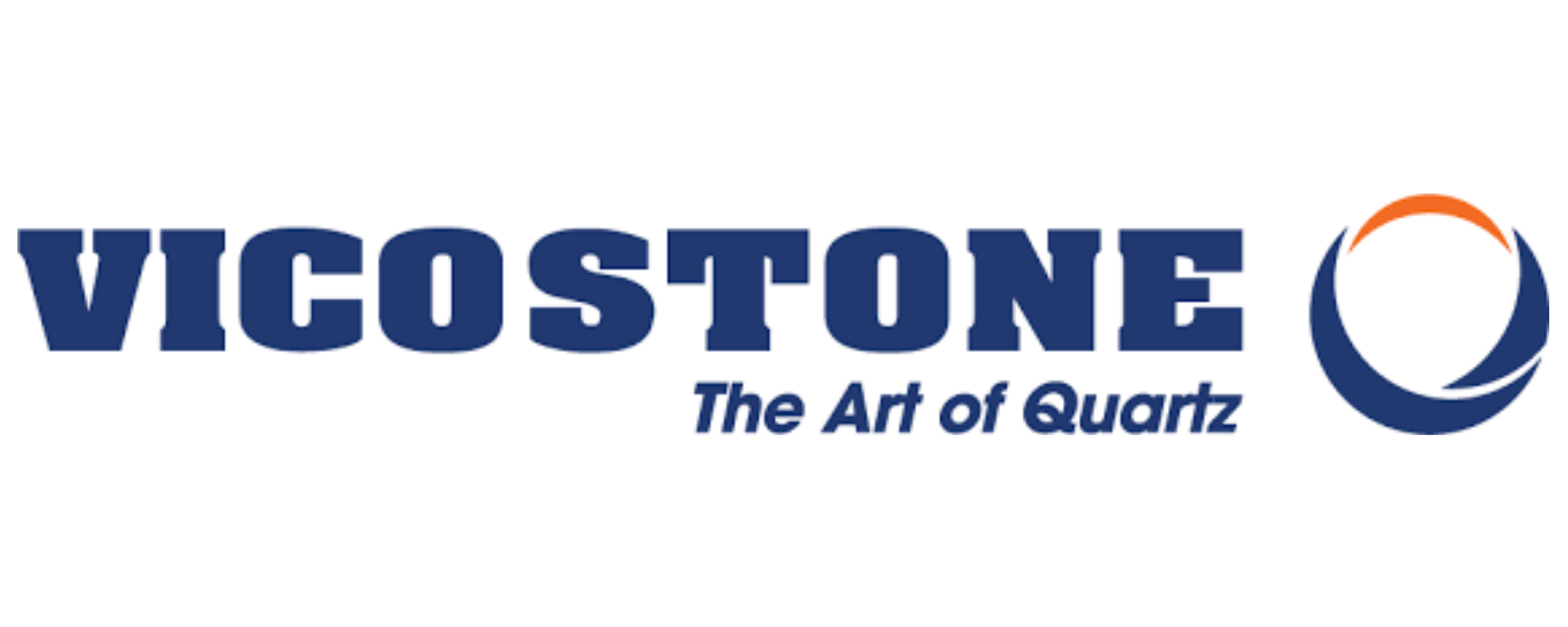 Vicostone logo with the slogan 'The Art of Quartz' and a circular emblem.