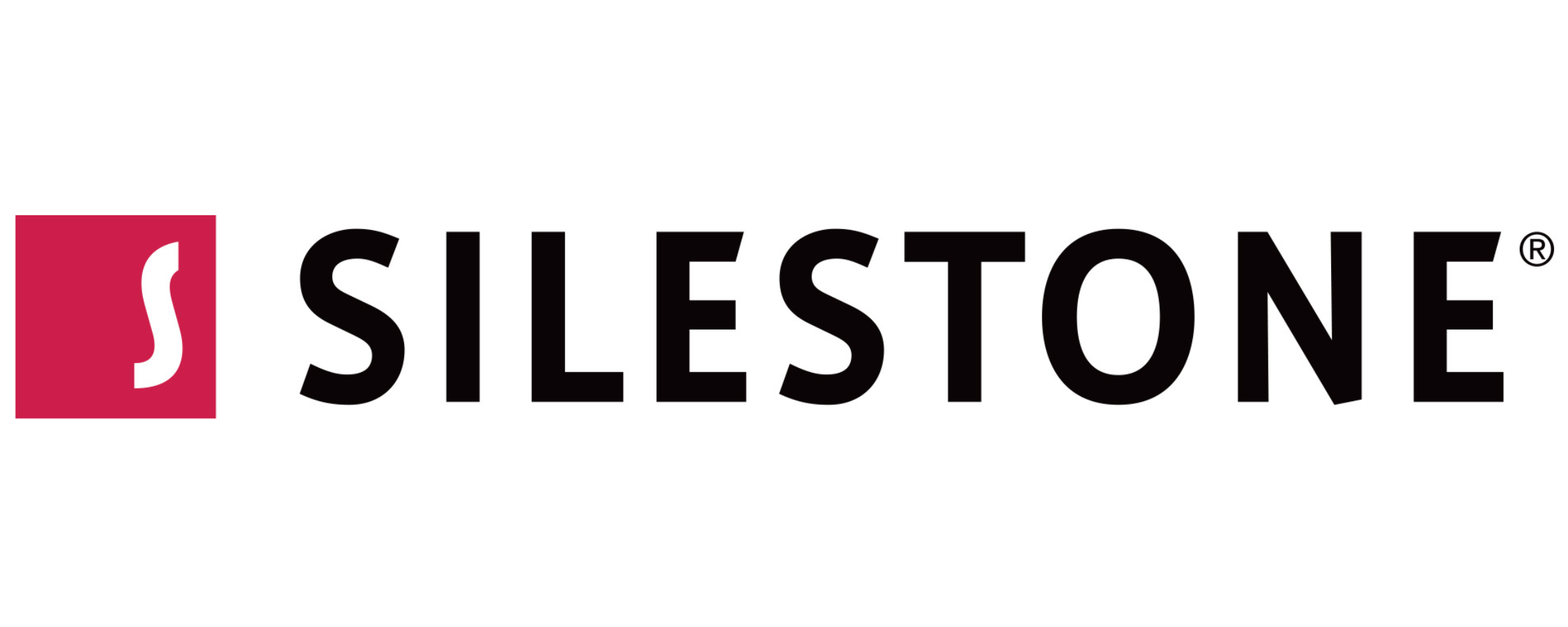 Silestone logo featuring a red square with a stylized "S" next to the brand name in black text.