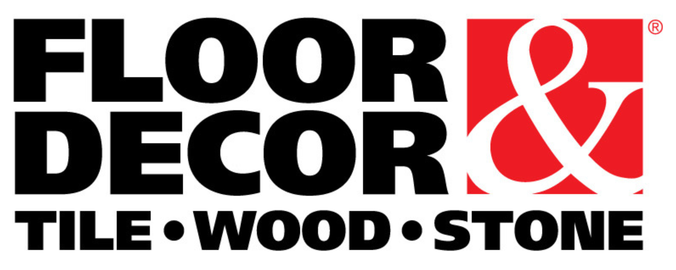 Floor & Decor logo featuring "TILE • WOOD • STONE" tagline.