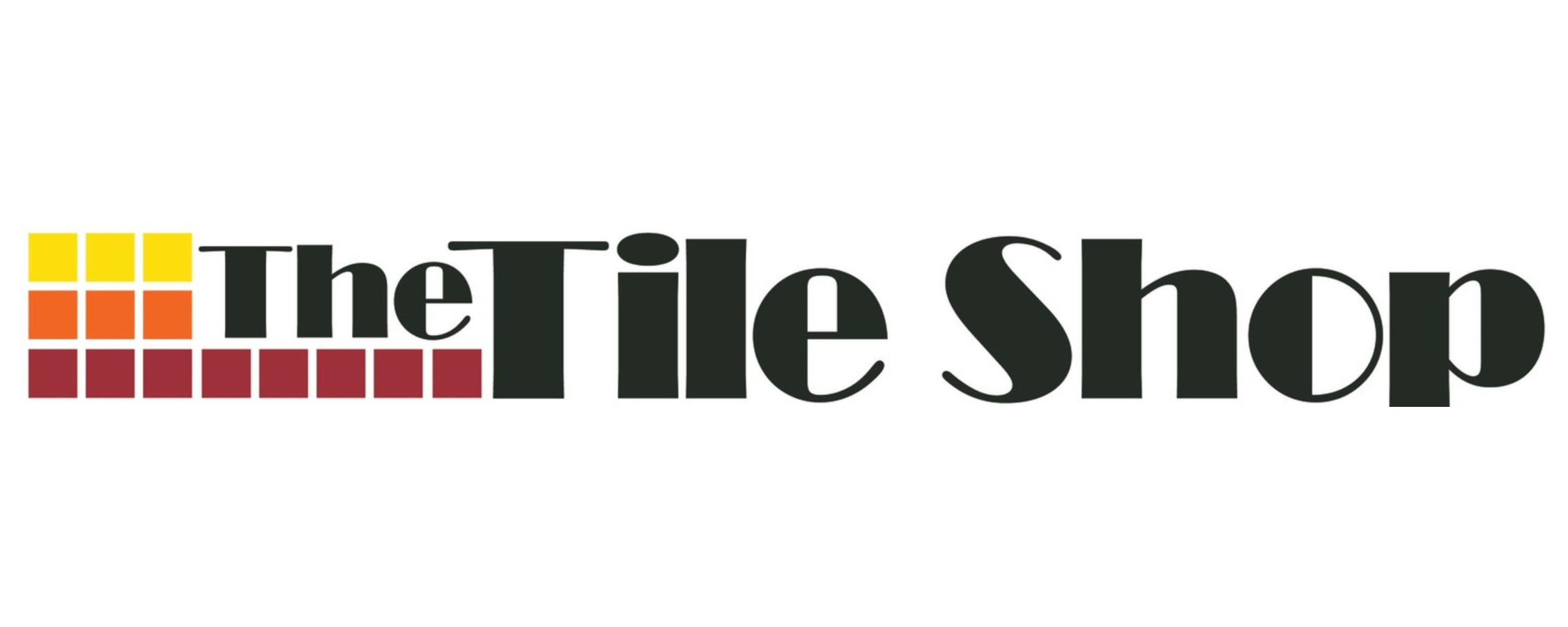 The Tile Shop logo with yellow, orange, and red square tiles.