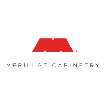Merillat Cabinetry logo with red geometric design above text.