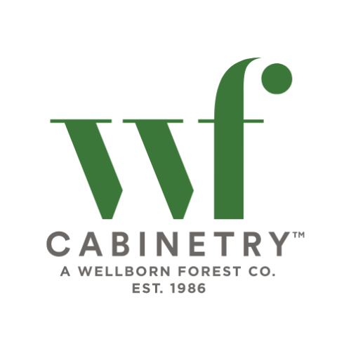 Logo of wf Cabinetry, a Wellborn Forest Company, established in 1986, featuring green and gray text.