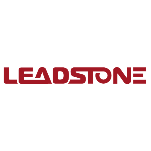 Leadstone logo with stylized red text