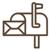 Simple illustration of a mailbox with an envelope and flag.