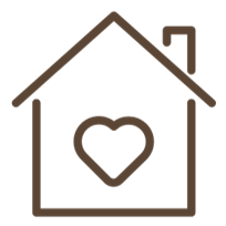 Outline of a house with a heart inside