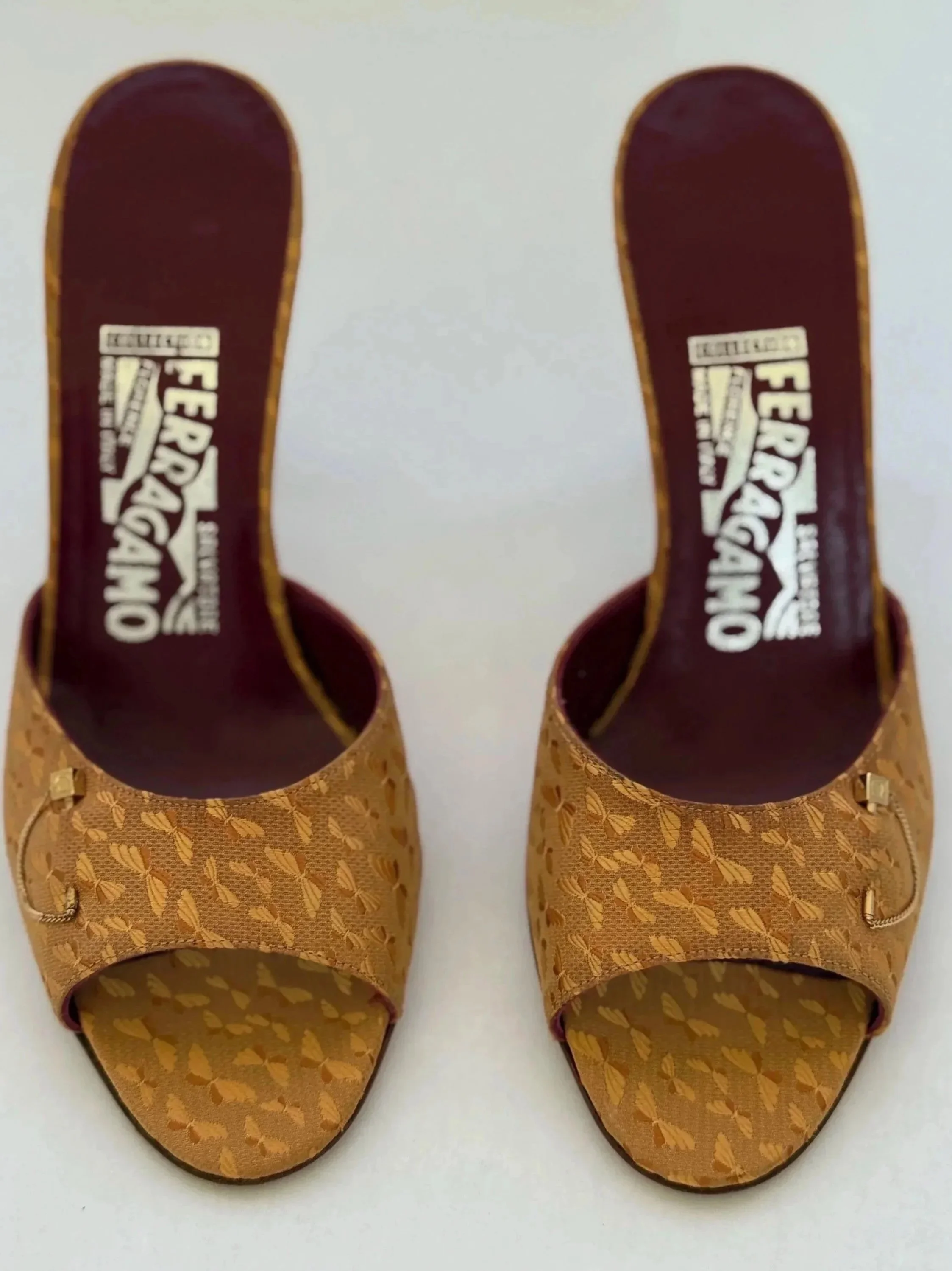 Archival Ferragamo Woven Peep- Toe Mules