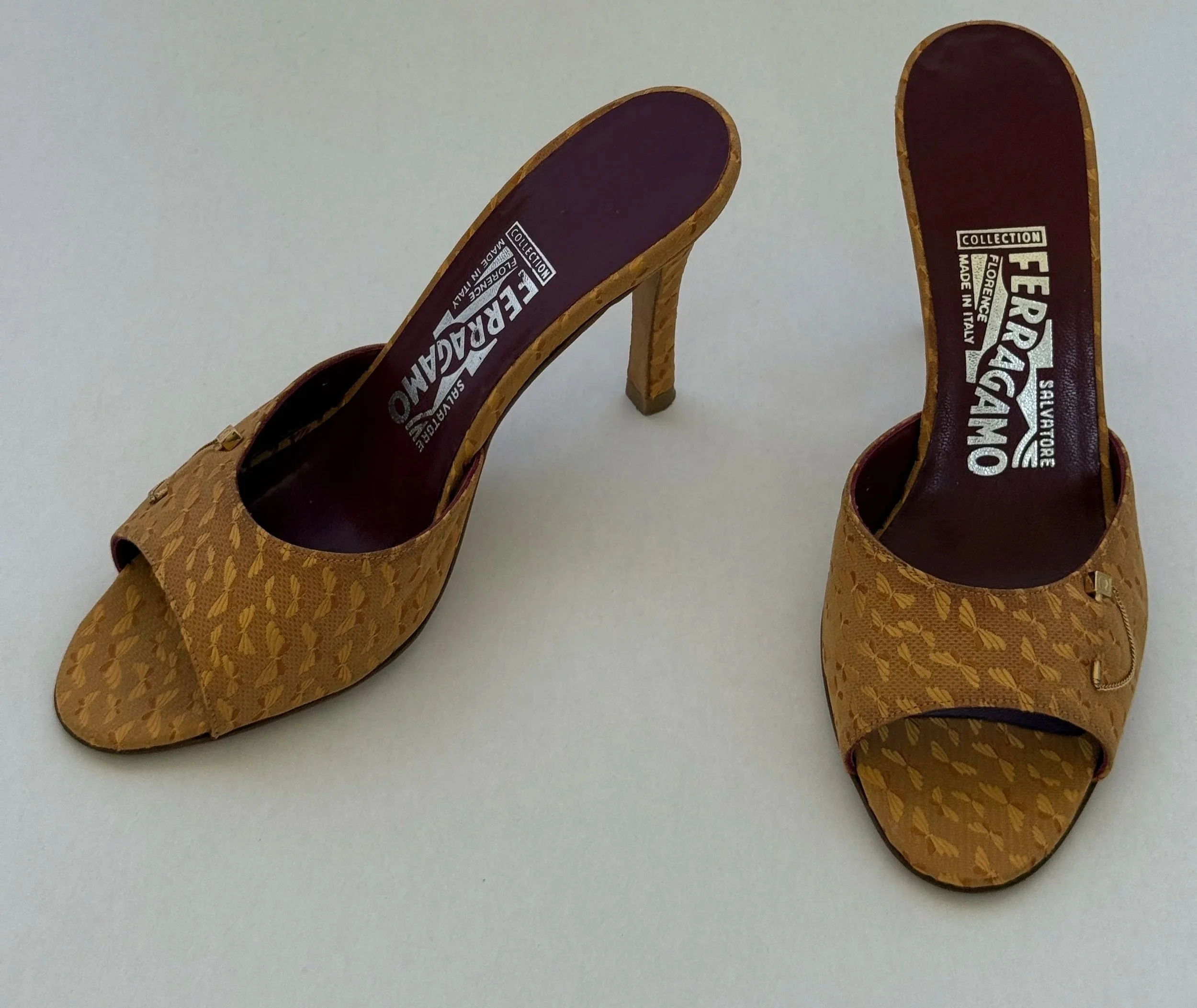 Archival Ferragamo Woven Peep- Toe Mules