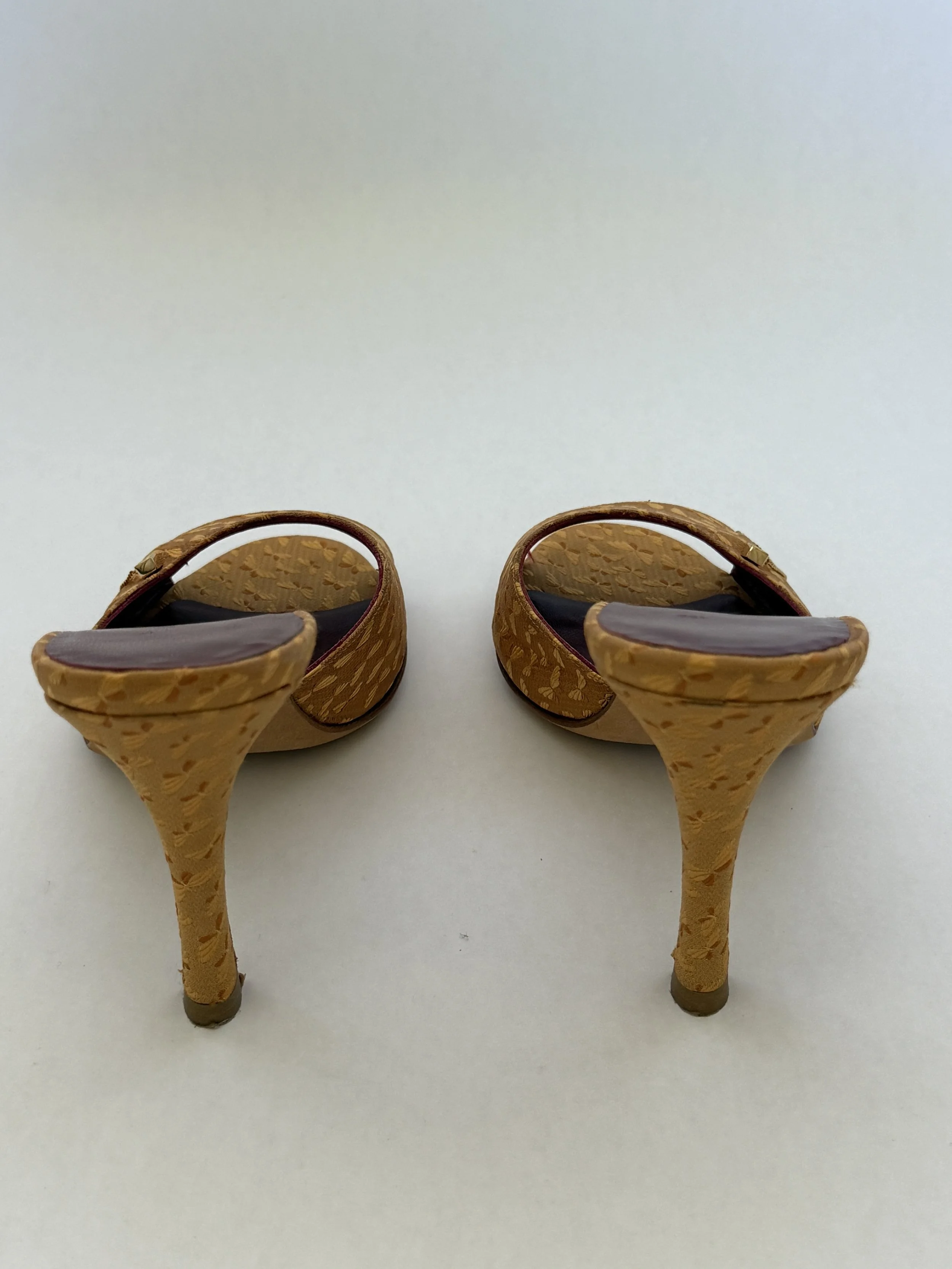 Archival Ferragamo Woven Peep- Toe Mules