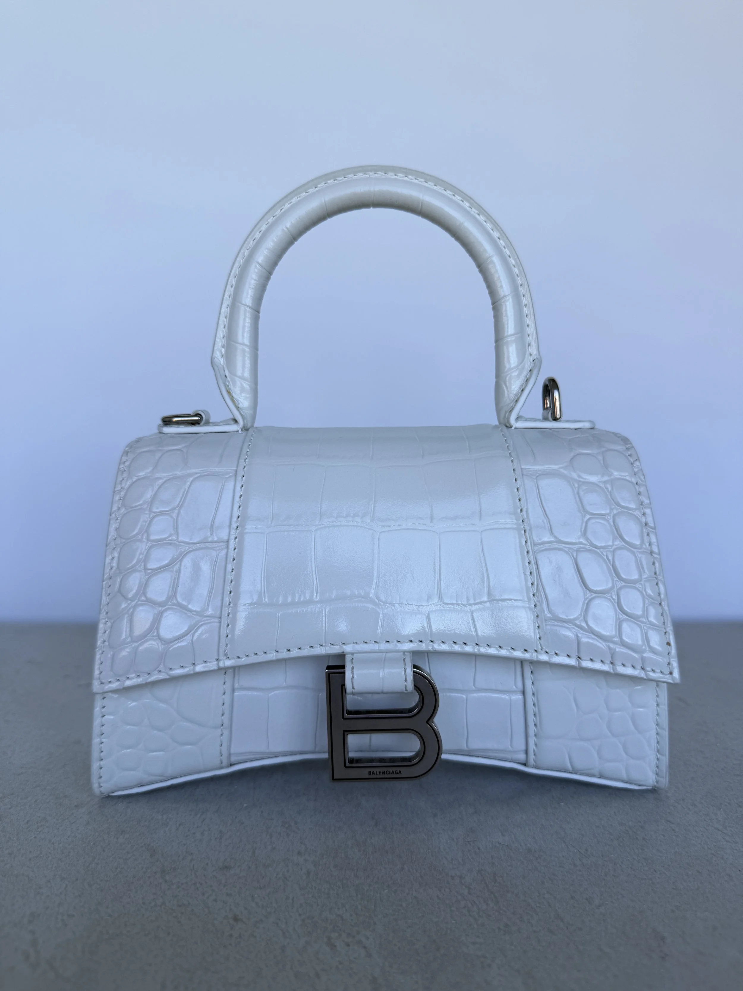 Balenciaga White Hourglass Top Handle Bag