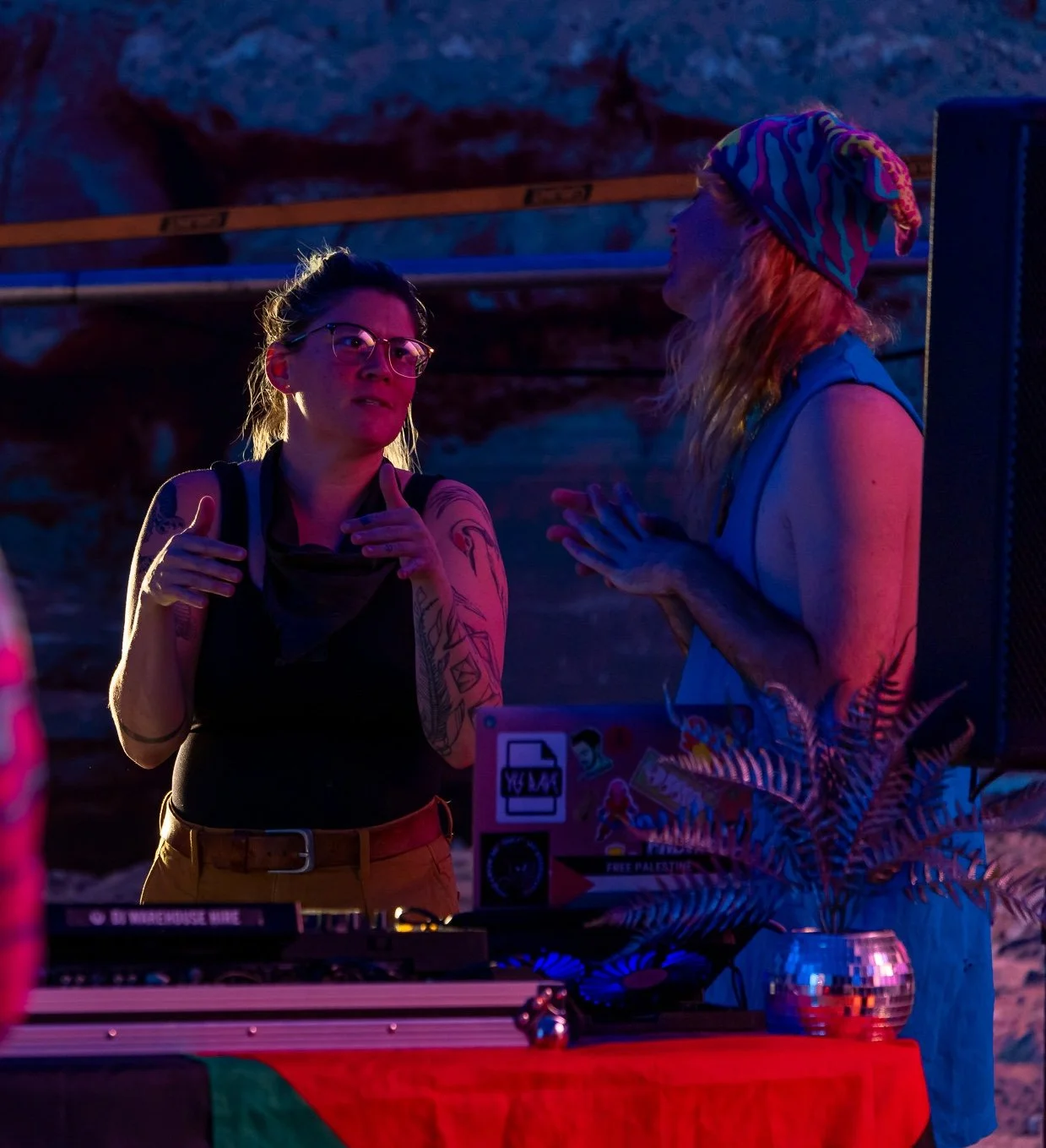 Killjoy Behind-the-scenes. Director and DJ talk between takes.