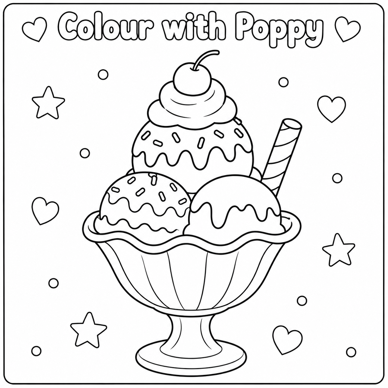 Ice Cream Sundae Colouring Page