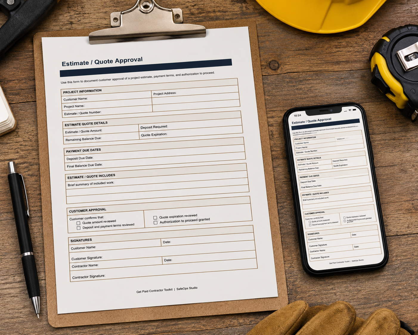 Estimate & Quote Approval Form