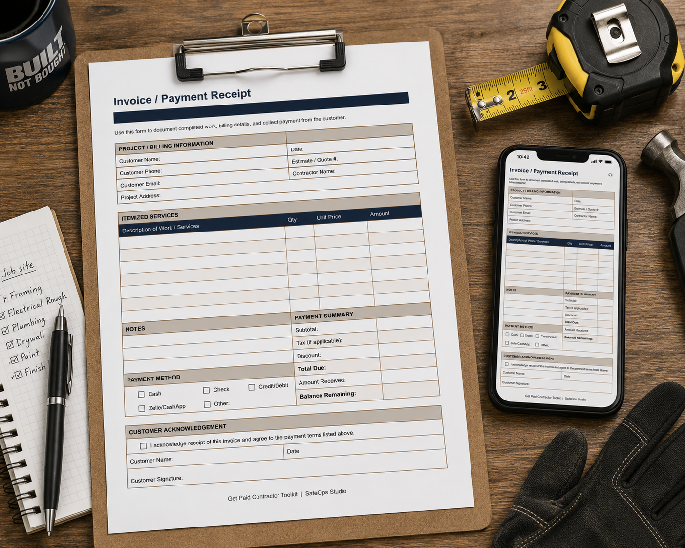 Contractor Invoice & Payment Receipt