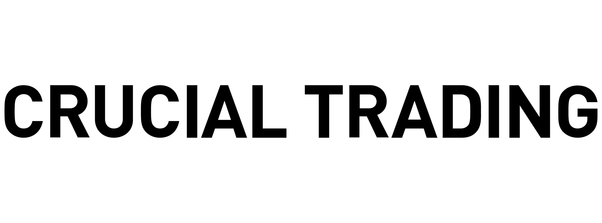 Text reading 'CRUCIAL TRADING' in large black letters on a white background.