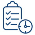 Clipboard with checklist and a clock icon