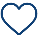 Outline of a blue heart symbol.