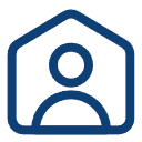 Outline of a person inside a hexagon shape