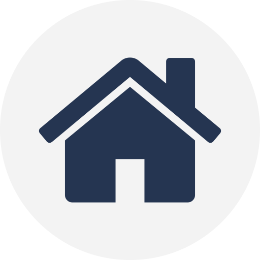 Icon of a house with a sloped roof, a chimney, and a door.