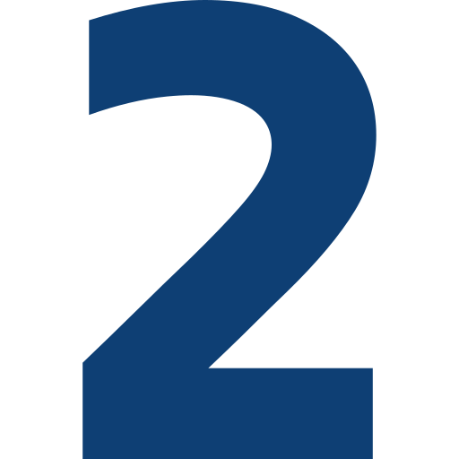 Large blue number 2 on a white background.
