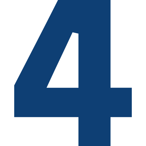 Large blue number 4 on a black background