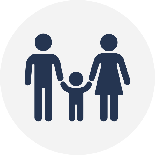 Icon of two adults and one child holding hands