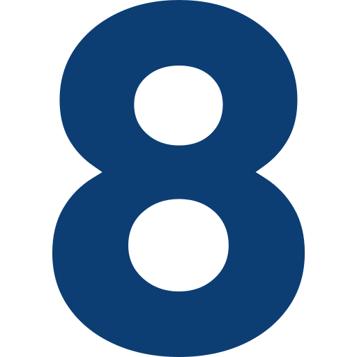 Large blue number eight.