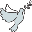 Illustration of a white dove with an olive branch in its beak.
