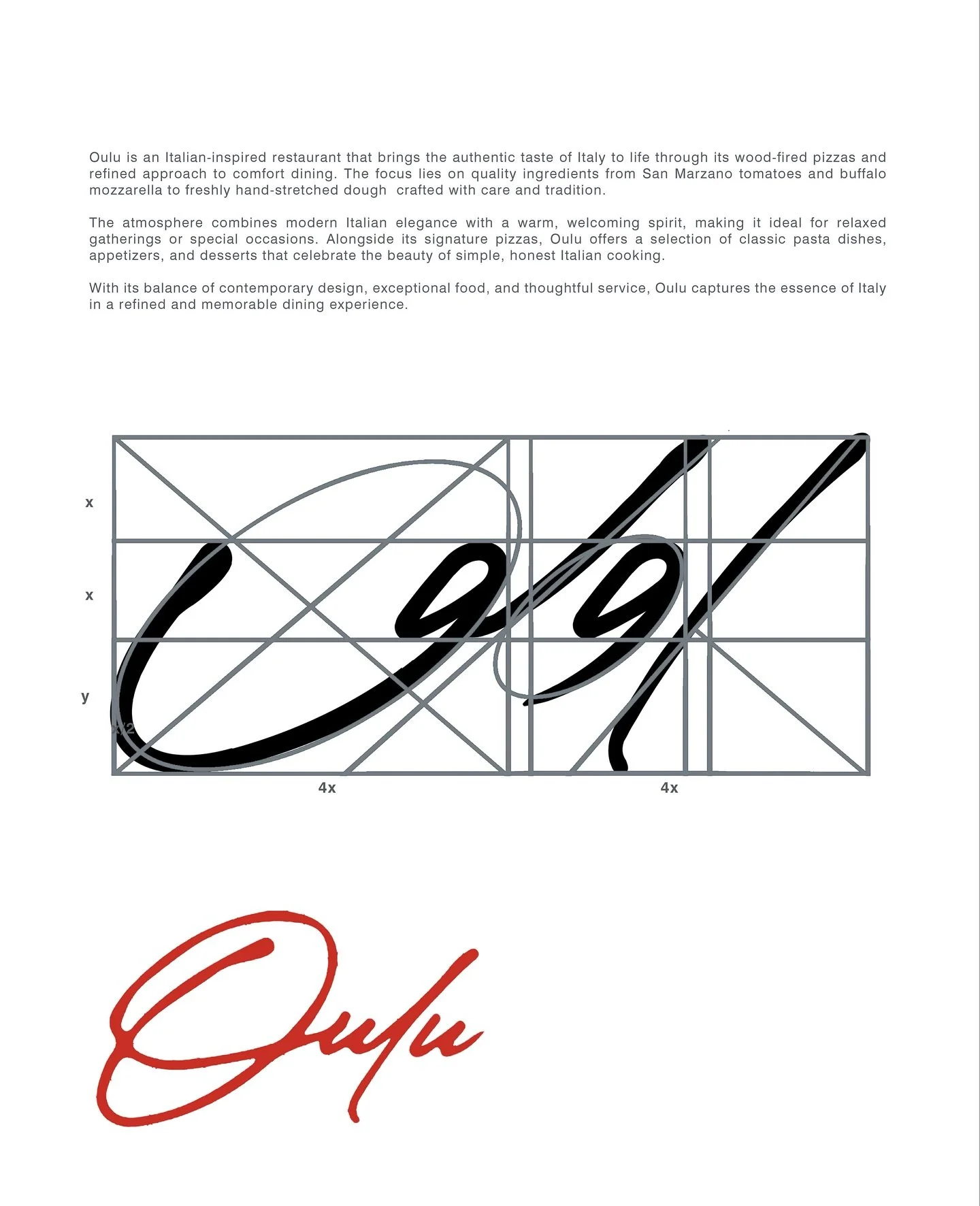 The new @oulu.sa logo for the Diriyah branch, opened in April 2025.
The Arabic version is an adaptation of the original English logo, preserving its spirit and proportions while exploring options in traditional Arabic calligraphy and modern typograph