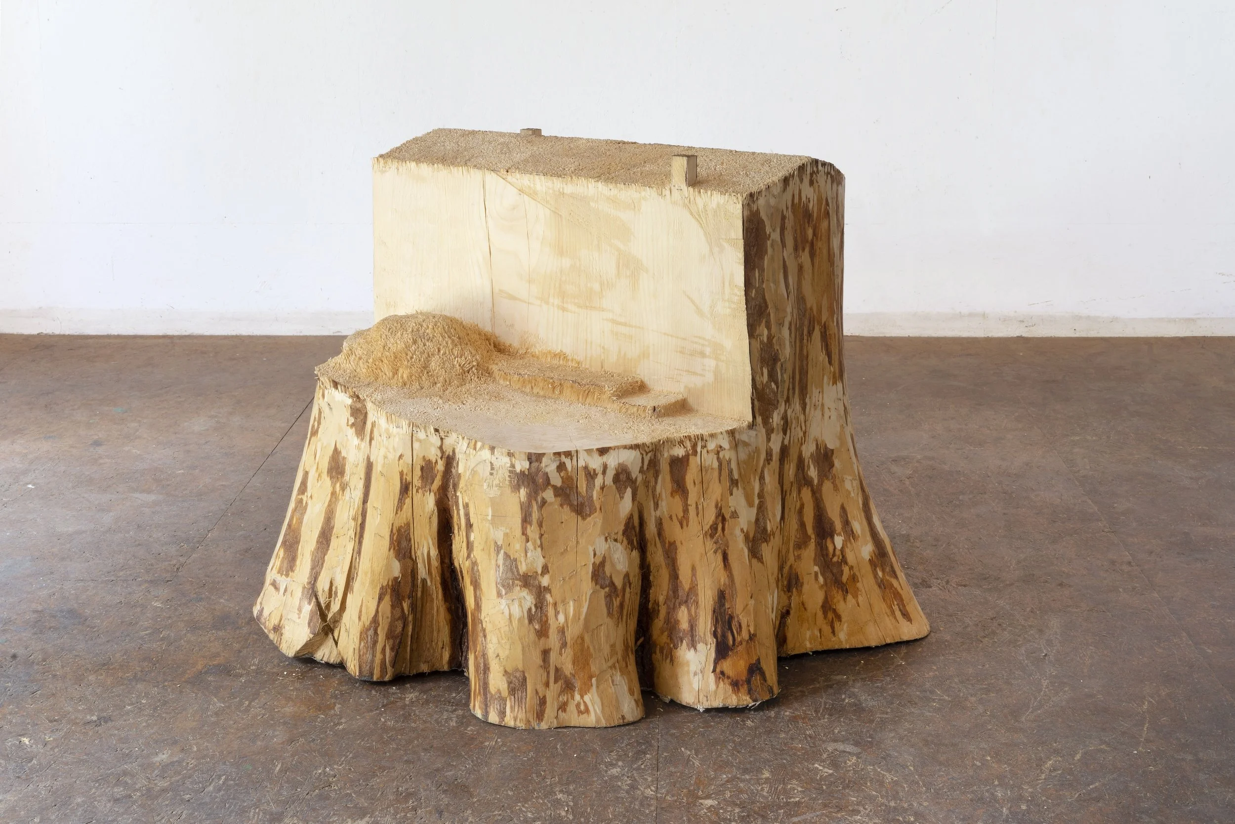 Stammhaus, 2019, spruce wood, pencil, 57 x 76 x 65 cm