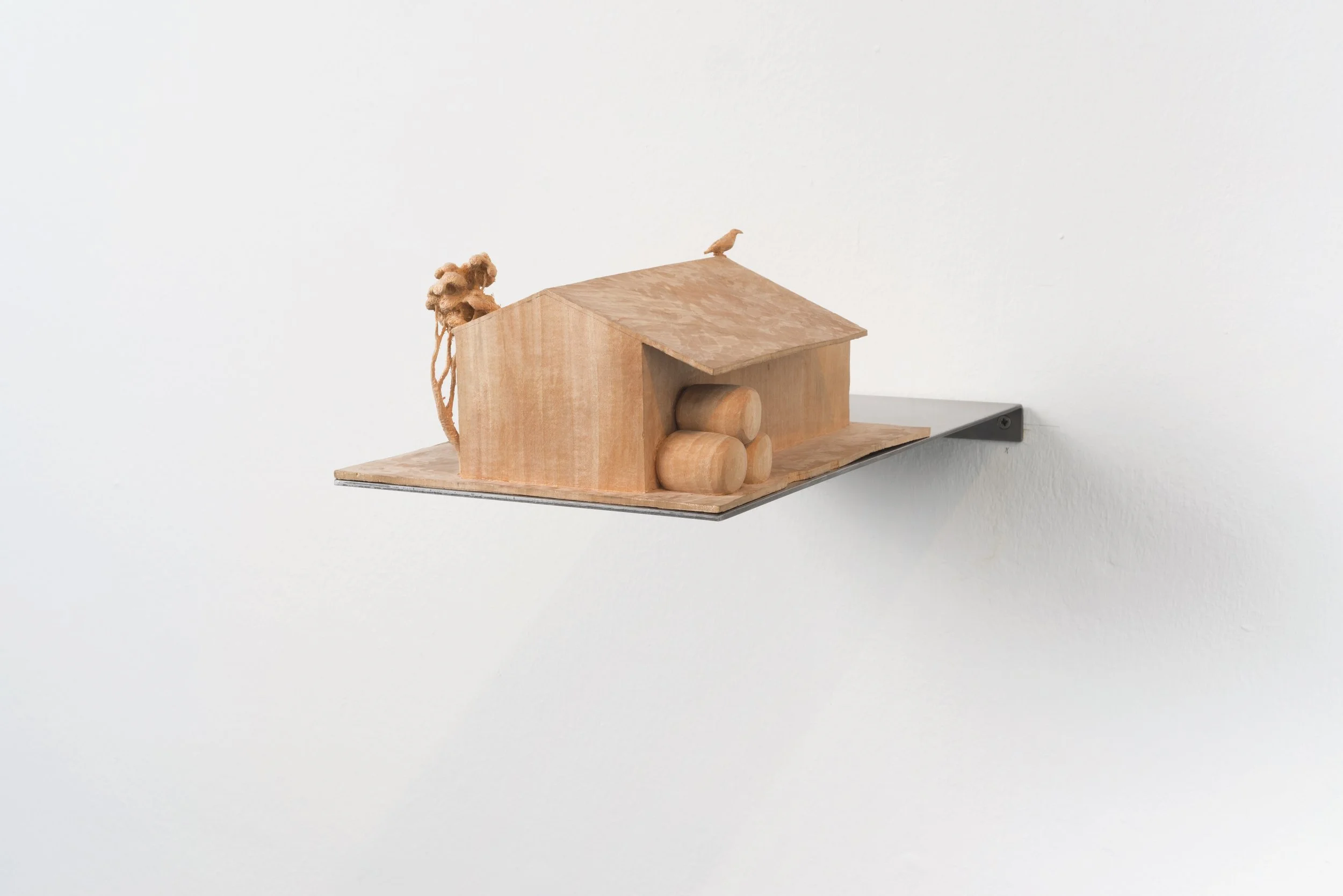 Stadl, 2013, limewood, pencil, steel, 12 x 22,5 x 42,2 cm, private collection