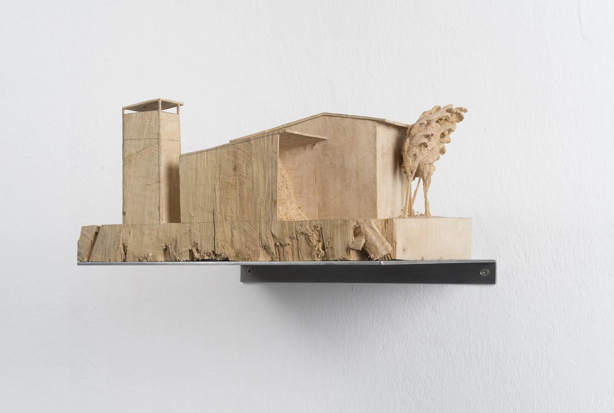 Jägerstand, 2014, limewood, pencil, steel, 14,3 x 30 x 29,5 cm, private collection