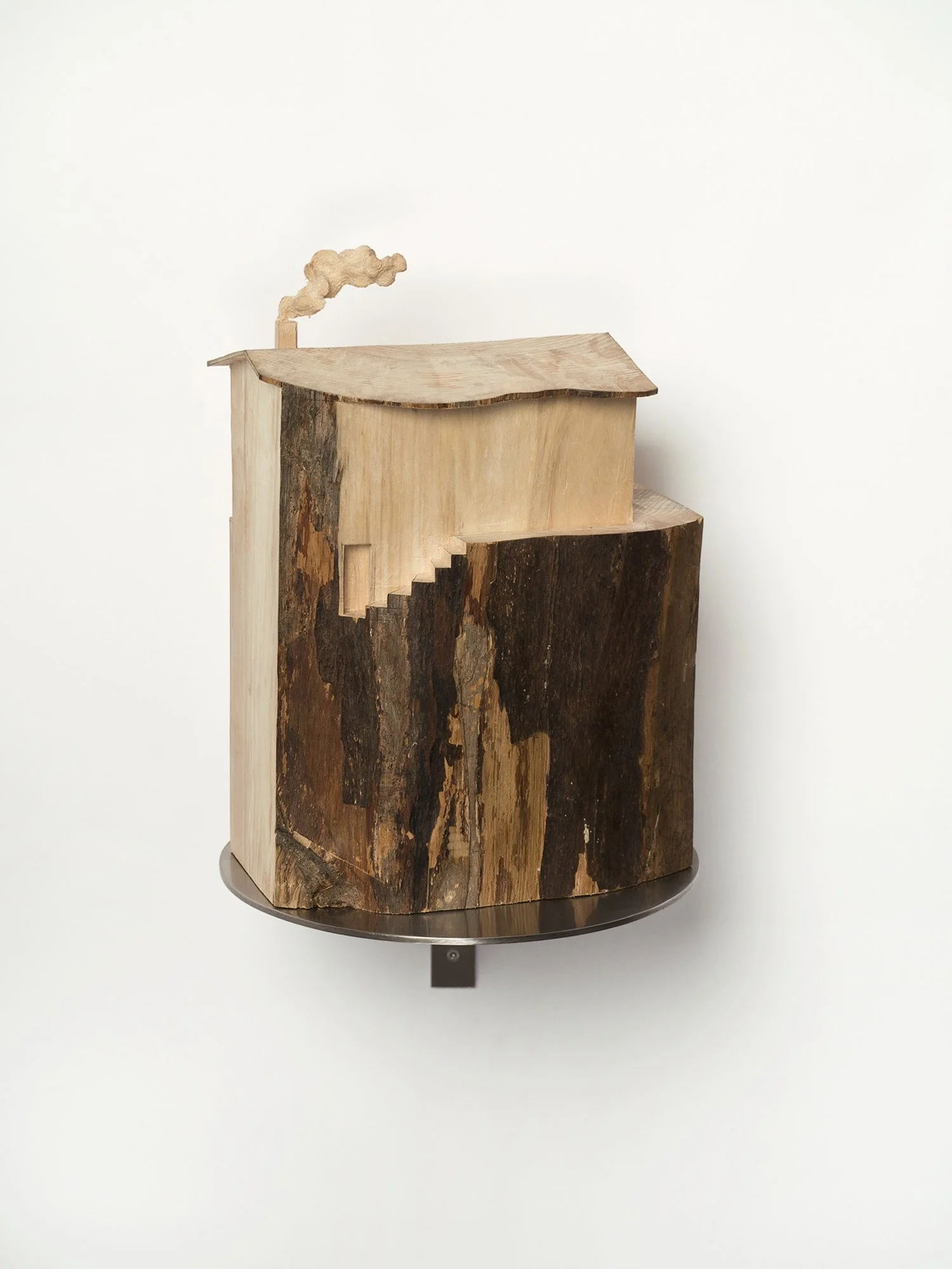 Vaterhaus 2, 2013, stone pine wood, steel, pencil, 35 x 23 x 19,5 cm, private collection