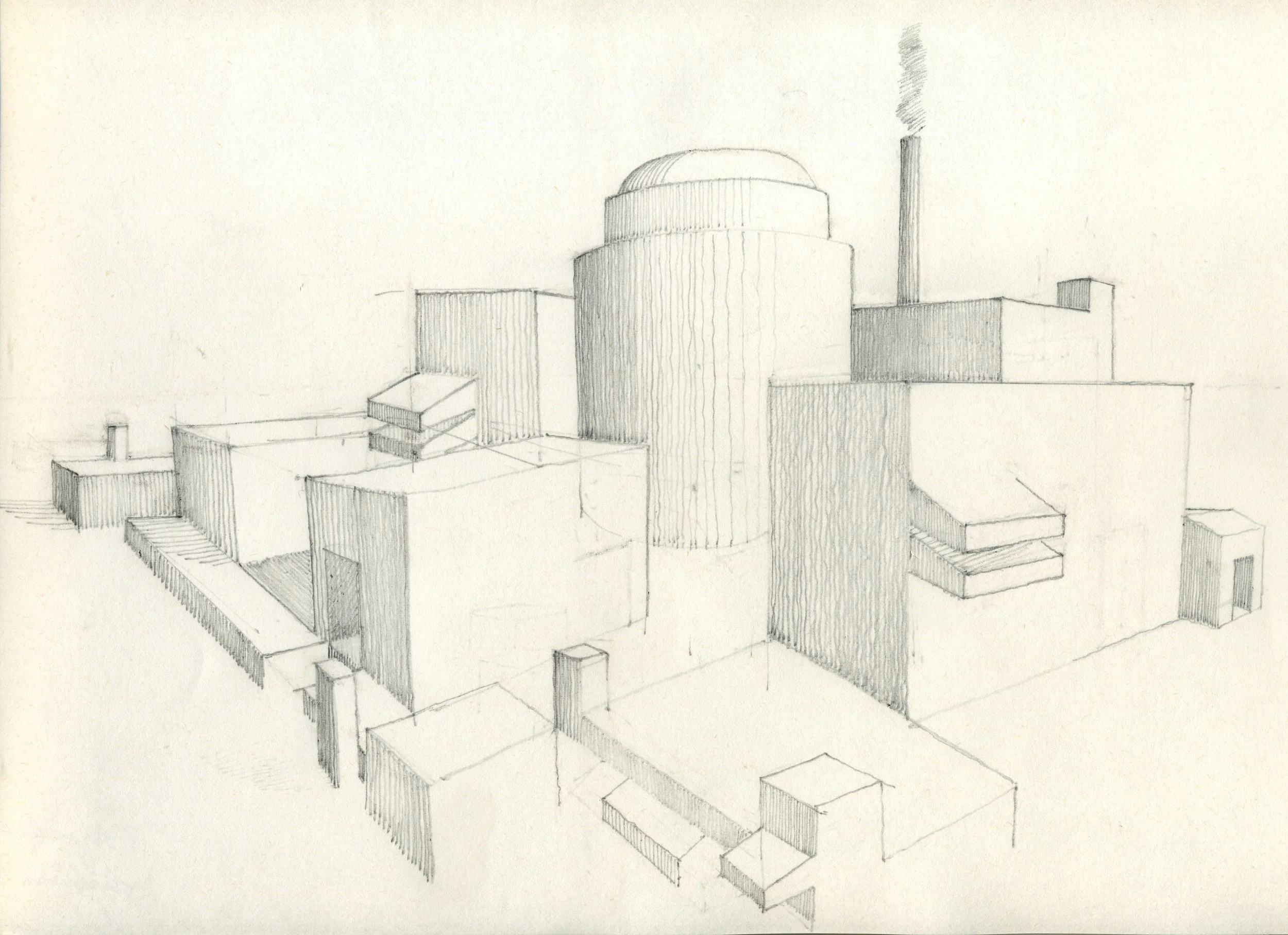 Kraftwerk 1, 2023, Grafitstift, Papier, 24 x 32 cm