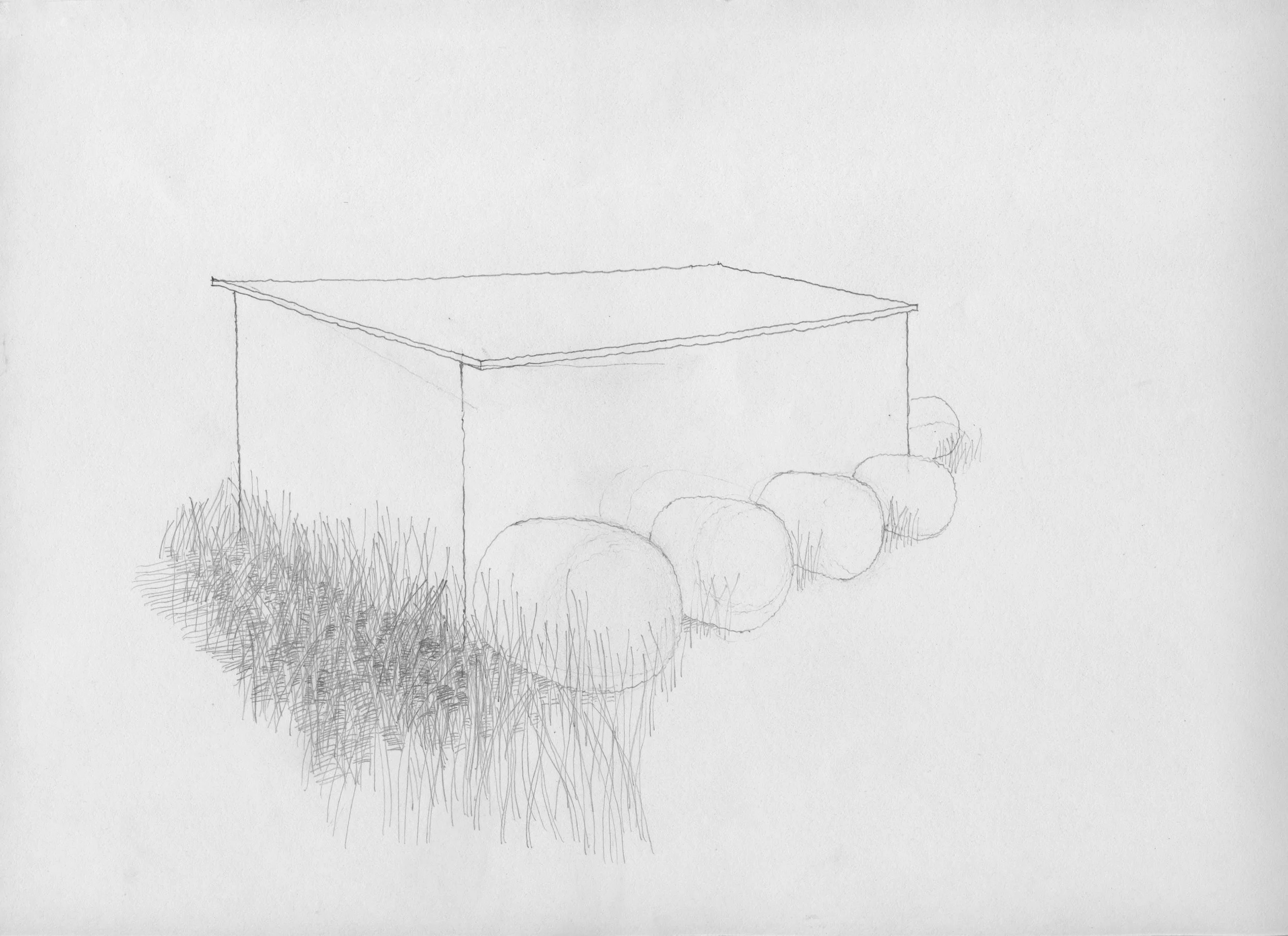 Unterstand, 2017, Bleistift, Papier, 31,00 x 22,5 cm