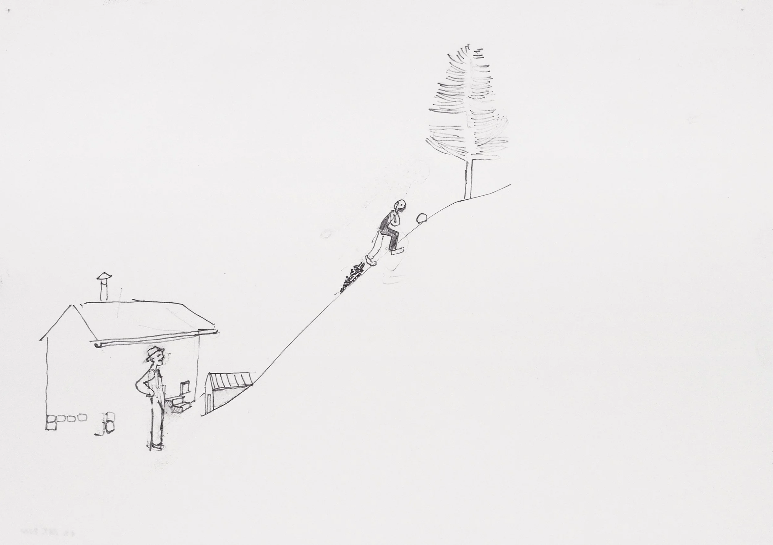 'bergau', 2002, Bleistift, Papier, 29,7 x 21 cm, Autonome Provinz Bozen/Südtirol, Amt für Kultur