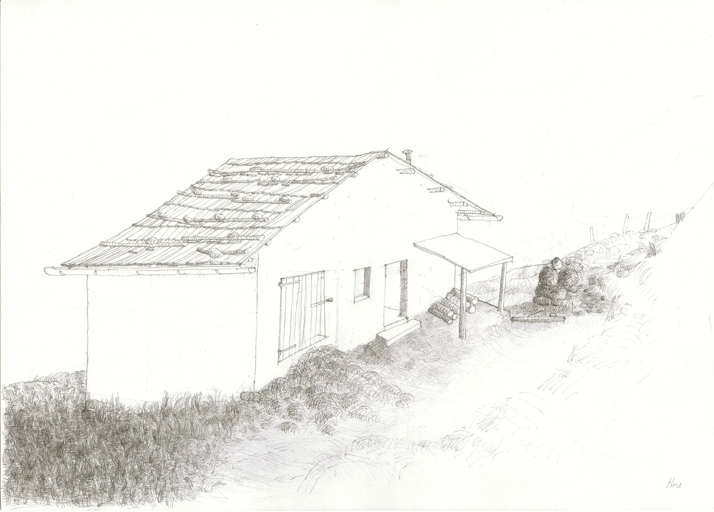 Heu, 2014, Bleistift, Papier, 29,7 x 21 cm, Privatbesitz