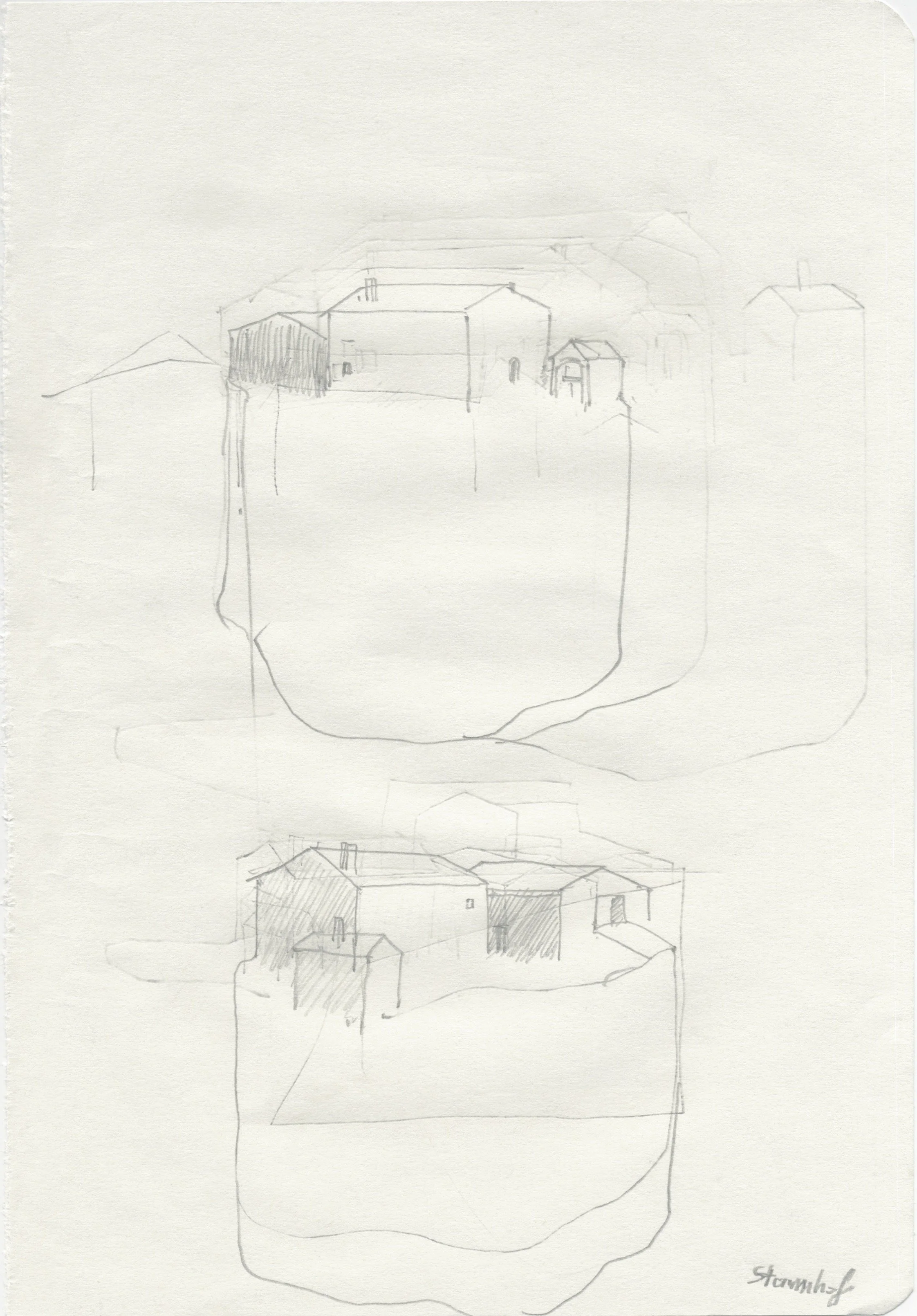 Stammhof, 2022, Grafitstift, Papier, 20,5 x 13,8 cm