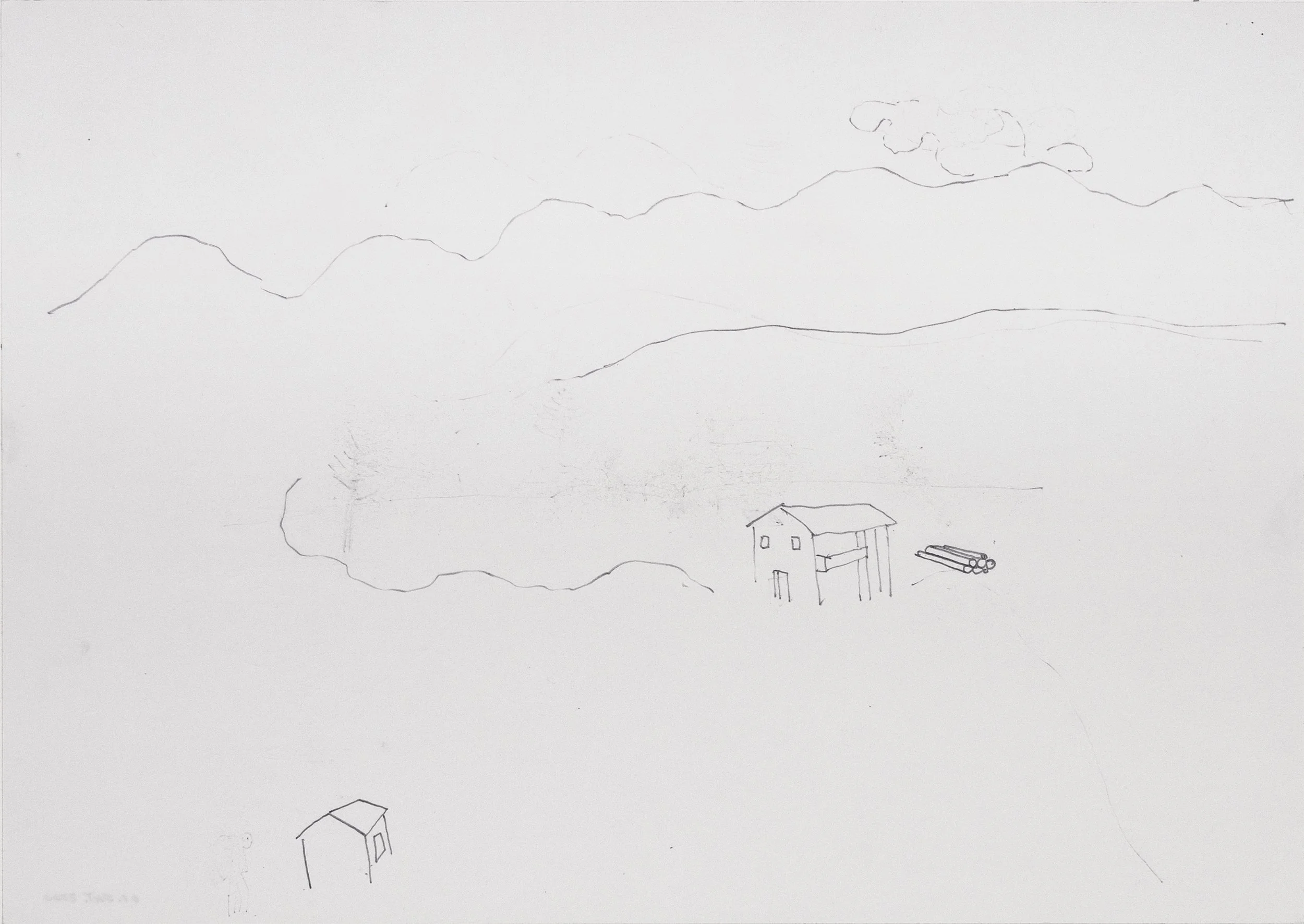 o.T. (Landschaft), 2002, Bleistift, Papier, 29,7 x 21 cm