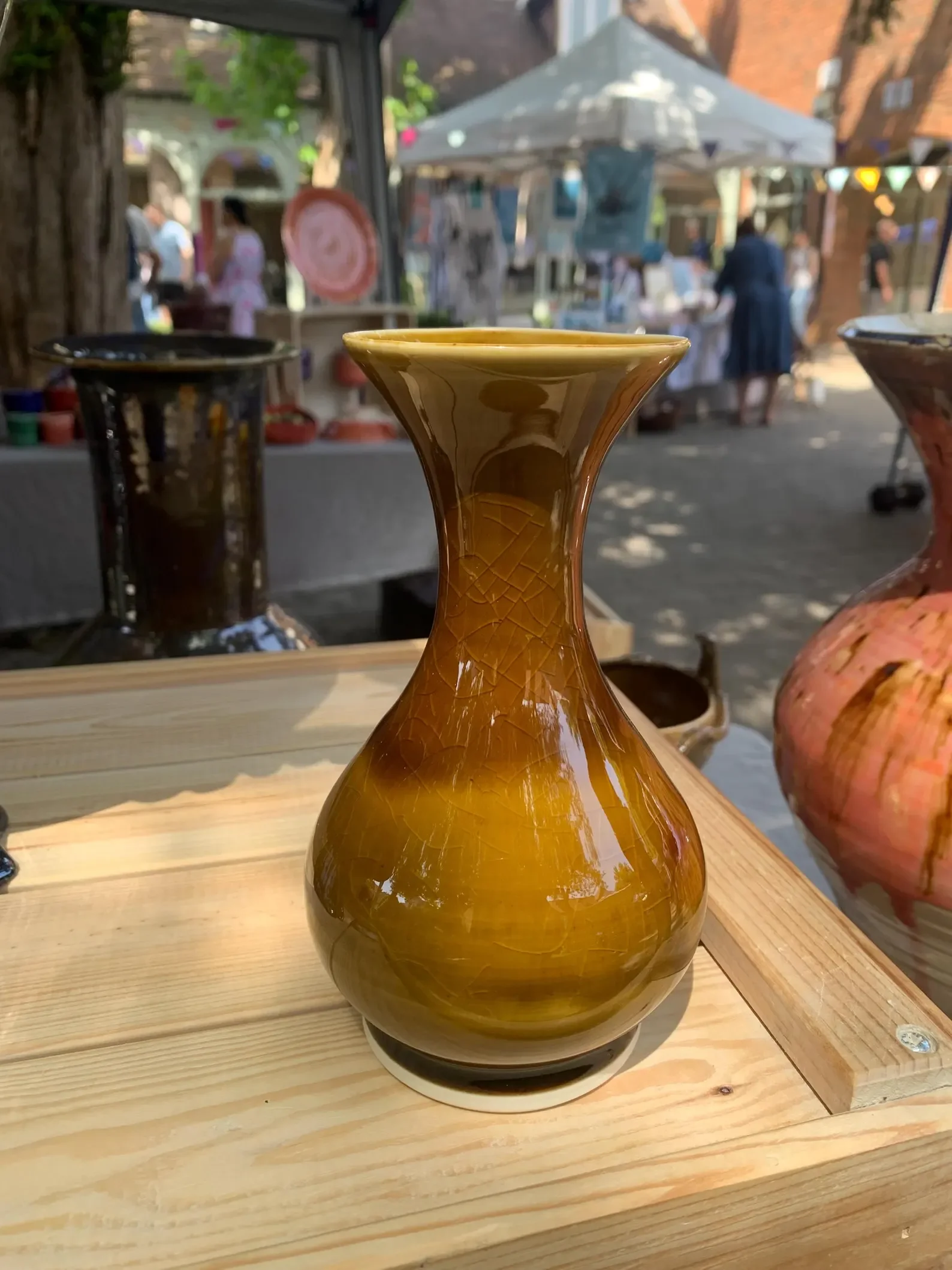 Porcelain Vase – Honey Crackle Glaze - 16 cm / 6.3”