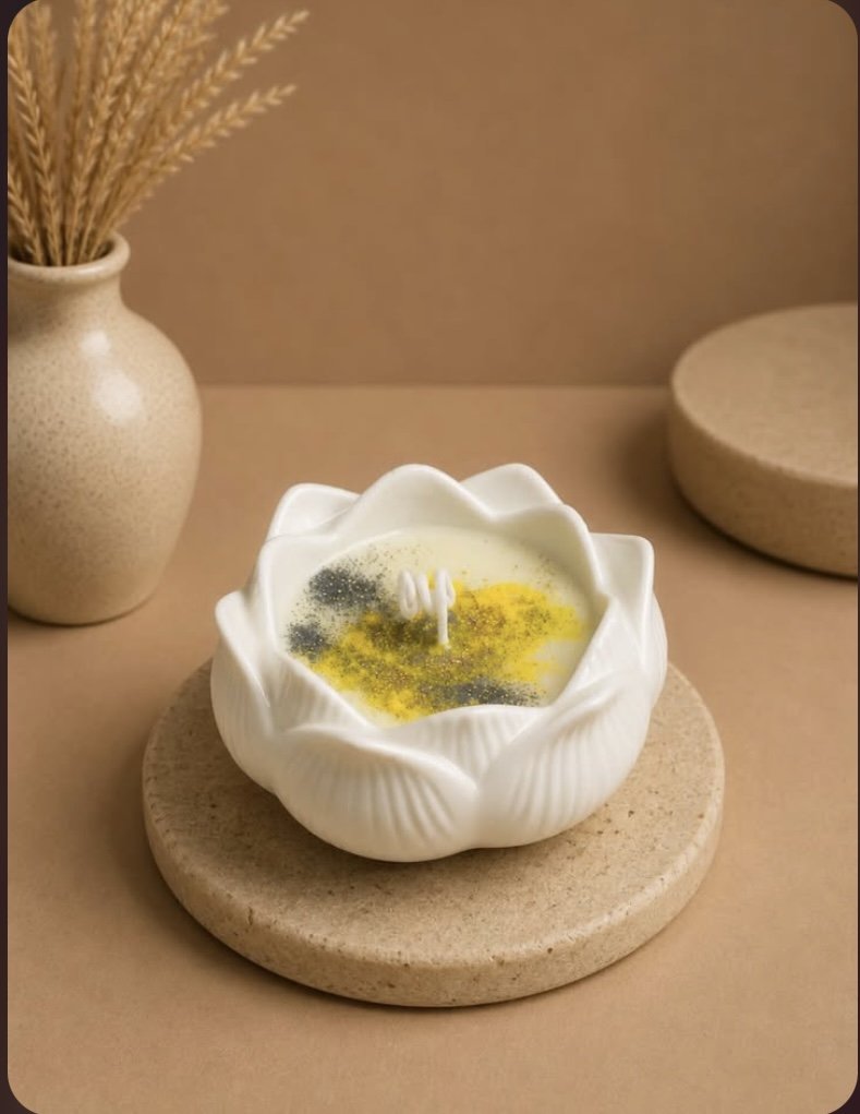 Yellow Galaxy Lotus Candle