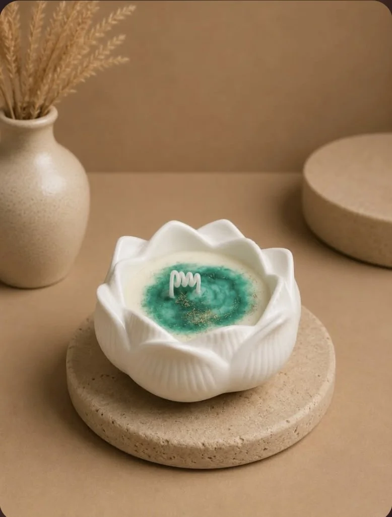 Green Galaxy Lotus Candle